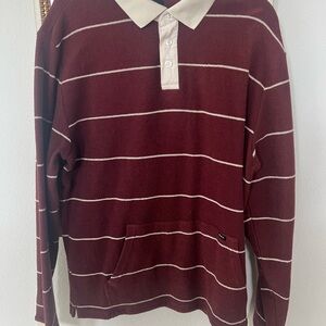 RVCA Maroon and White Long Sleeve Shirt
